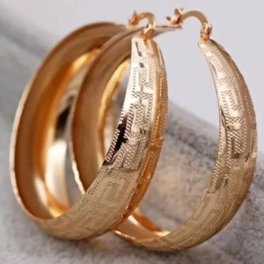 NEW LUXURY 18K GOLD HOOP EARRINGS, WONDERFUL EARRINGS, WOW EARRINGS. - Picture 5 of 7